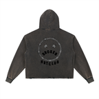 Vintage Washed Frayed-Hem Hoodie