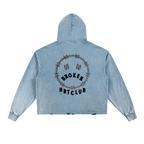 Vintage Washed Frayed-Hem Hoodie