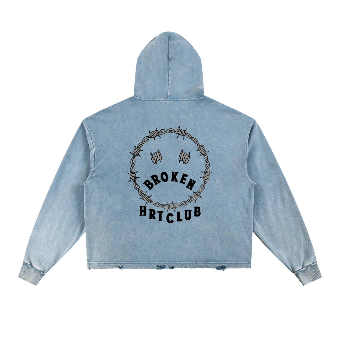 Vintage Washed Frayed-Hem Hoodie